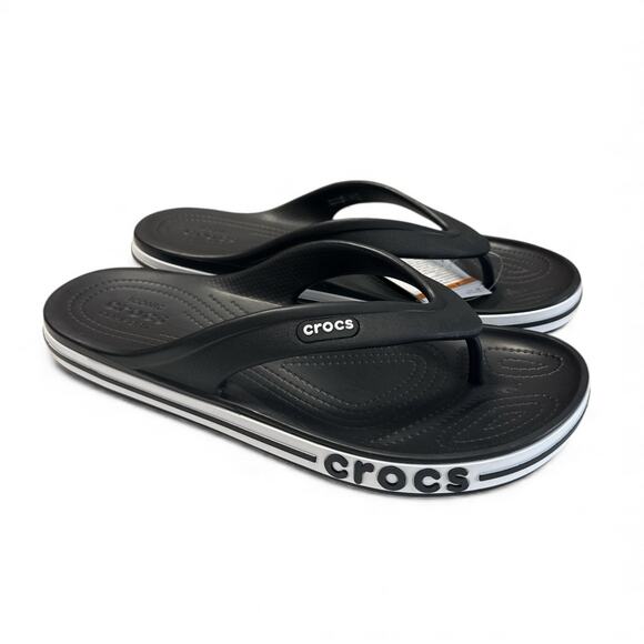 Crocs Flip Flops Men Sandals Black-White Water Friendly Lightweight SZ/ M-8 W-10 - Picture 7 of 10